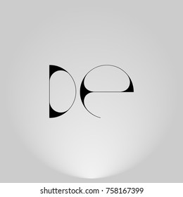 DE Black thin minimalist LOGO Design with Highlight on Gray background.