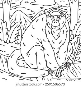 De Brazza Monkey Animal Coloring Page for Kids 