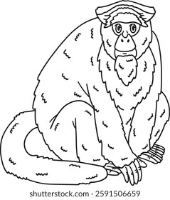De Brazza Monkey Animal Isolated Coloring Page 