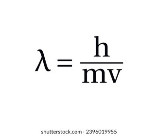 De Broglie Wavelength Formula on a white background. Education. Science. Vector illustration.