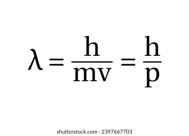 De Broglie Wavelength Formula on the white background. Education. Science. Vector illustration.