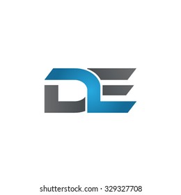 DE company linked letter logo blue