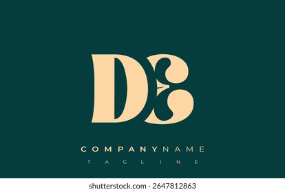 DE Creative Abstract Typography Logo Design (Projeto de logotipo de tipografia abstrata criativa). Logotipo elegante que combina tipografia arrojada e formas criativas, ideal para soluções de marca e identidade.