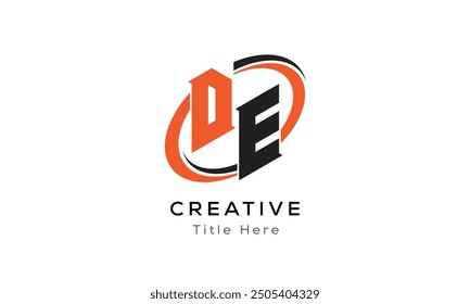 DE creative letter logo with circle area. Initial letter DE linked circle uppercase monogram logo. DE initial letter logo vector design.