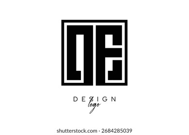 DE Creative Middle Square Bold Monogram Latter Logo Design Moderno Minimalista Identidade da marca.