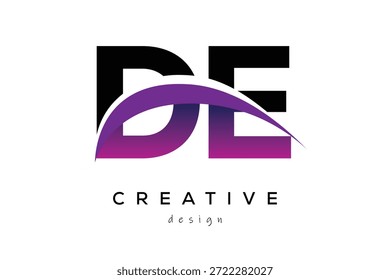 DE Criativo E Moderno Projeto De Logotipo Letra Com Criativo Onda Roxa Abstrato Último Conceito De Logotipo.