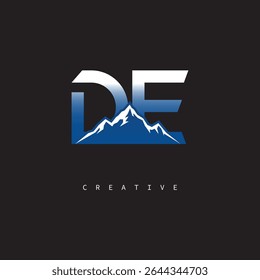 DE Creative Mountain Logo Bold Gradient Letter mark Branding Design for Business Outdoor Brands