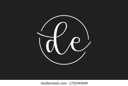 de Cursive Letter Initial Logo Design, Vector Template