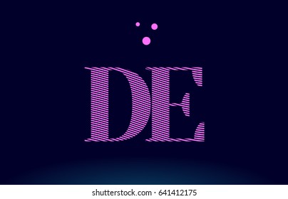 de d e alphabet letter logo pink line stripes magenta purple blue font creative text dots company vector icon design template