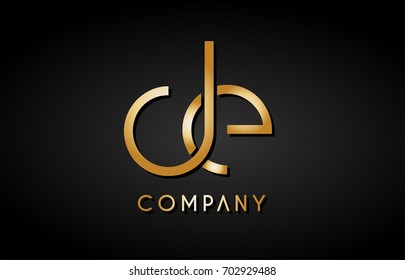 de d e gold golden mental letters yellow black background logo vector creative company icon design template modern white  