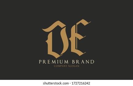 DE or D E letter alphabet logo design in vector format.
