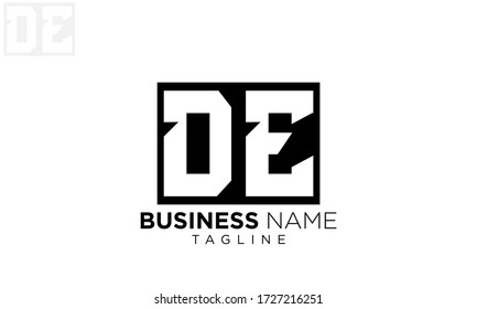 DE or D E letter alphabet logo design in vector format.
