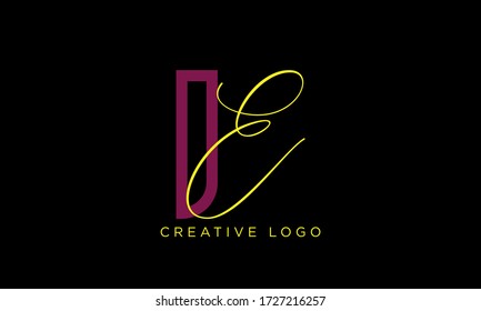 DE or D E letter alphabet logo design in vector format.
