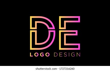 DE or D E letter alphabet logo design in vector format.
