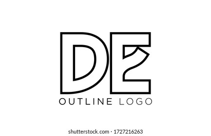 DE or D E letter alphabet logo design in vector format.
