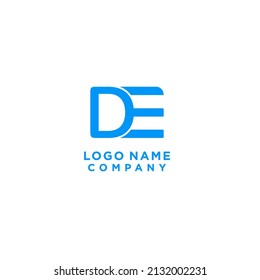 DE or D E letter alphabet logo design in vector format. blue colors