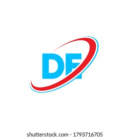 DE D E letter logo design. Initial letter DE linked circle uppercase monogram logo red and blue. DE logo, D E design. de, d e	
