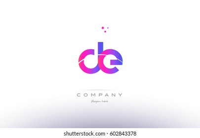 de d e  pink purple modern creative gradient alphabet company logo design vector icon template
