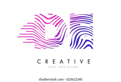 DE D E Zebra Letter Logo Design with Black and White Stripes Vector