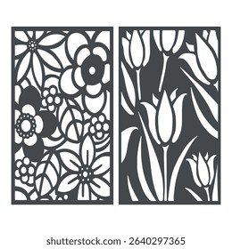 Diseño de dos entramados florales sobre fondo liso