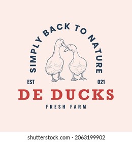 De Ducks Premium Farm  vintage or retro logo illustration emblem design