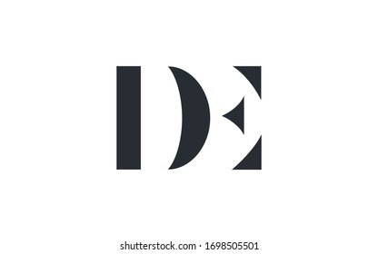 DE or ED and D or E Letter Initial Logo Design, Vector Template