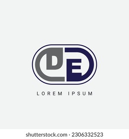 DE or ED Letter Logo Design with a Creative Cut Letter Initial Logo Design