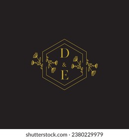 DE elegant wedding initial logo in high quality professional design that will print well across any print media