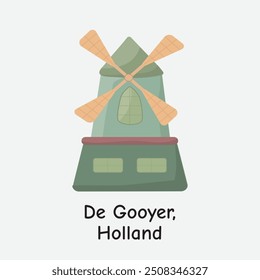 De Gooyer Moinho de Vento Holland Vetor Projeto de Ilustração