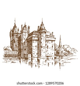 De Haar Castle. Engraving