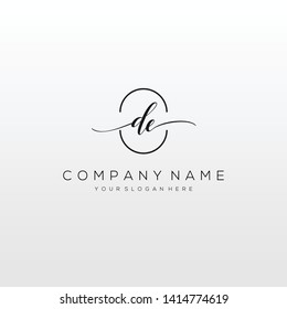 DE handwriting initial logo template vector.