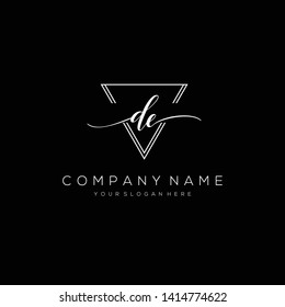 DE handwriting initial logo template vector.
