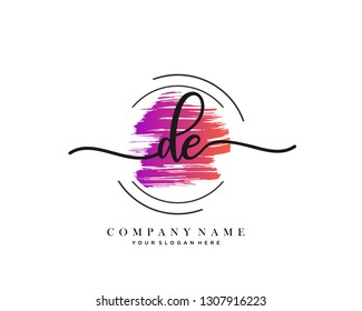 DE handwriting initial  logo vector