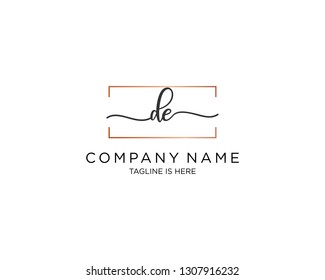 DE handwriting initial  logo vector