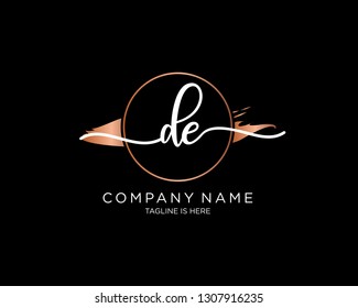 DE handwriting initial  logo vector