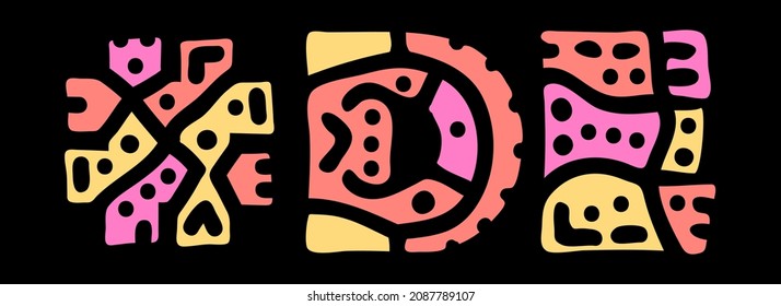 DE Hashtag. Doodle isolate text. Colored curves decorative doodle letters. Hashtag #DE is abbreviation for the US American state Delaware for print, booklet, banner, flyer.