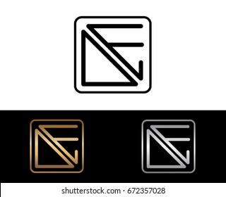 DE initial box shape Logo designs template