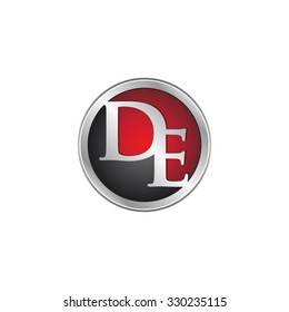 DE initial circle logo red