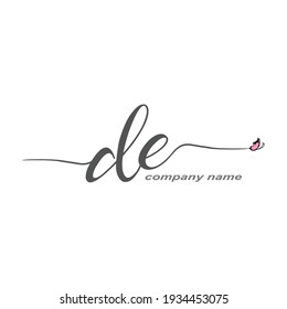DE Initial Handwriting logo luxury vector beauty
