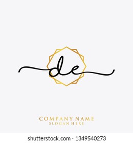 DE Initial handwriting logo template