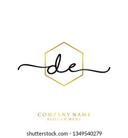 DE Initial handwriting logo template