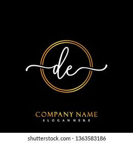 DE Initial Handwriting logo template vector