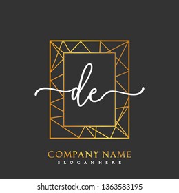 DE Initial Handwriting logo template vector