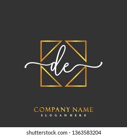 DE Initial Handwriting logo template vector