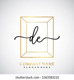 DE Initial Handwriting logo template vector