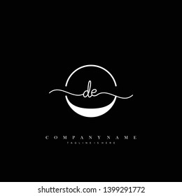 DE initial handwriting logo template vector