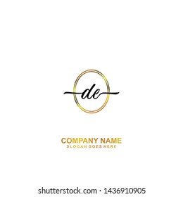 DE Initial handwriting logo template vector