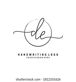 DE Initial handwriting logo template vector