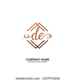 DE Initial handwriting logo vector