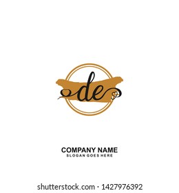 DE Initial handwriting logo vector